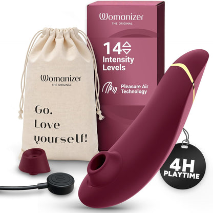 Womanizer Premium 2 Clitoral Suction Vibrator - 14 Intensity Levels, Waterproof