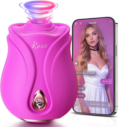 Rose-Shaped App-Controlled Clitoral Suction and Vibration Stimulator for Women