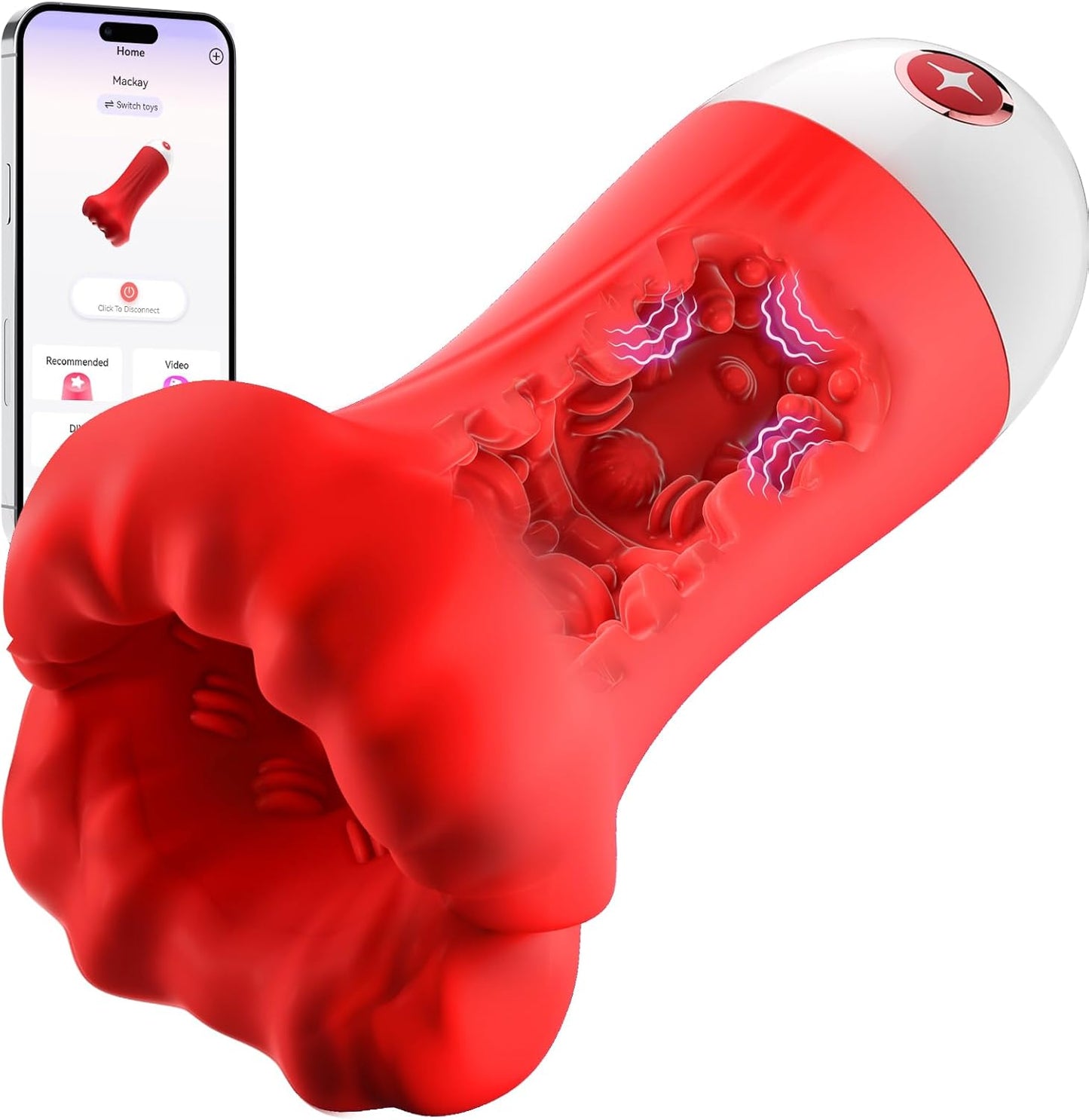 Baiwatt Squeezable Male Masturbator Sleeve with 3 Sucking and 10 Licking Vibration Modes