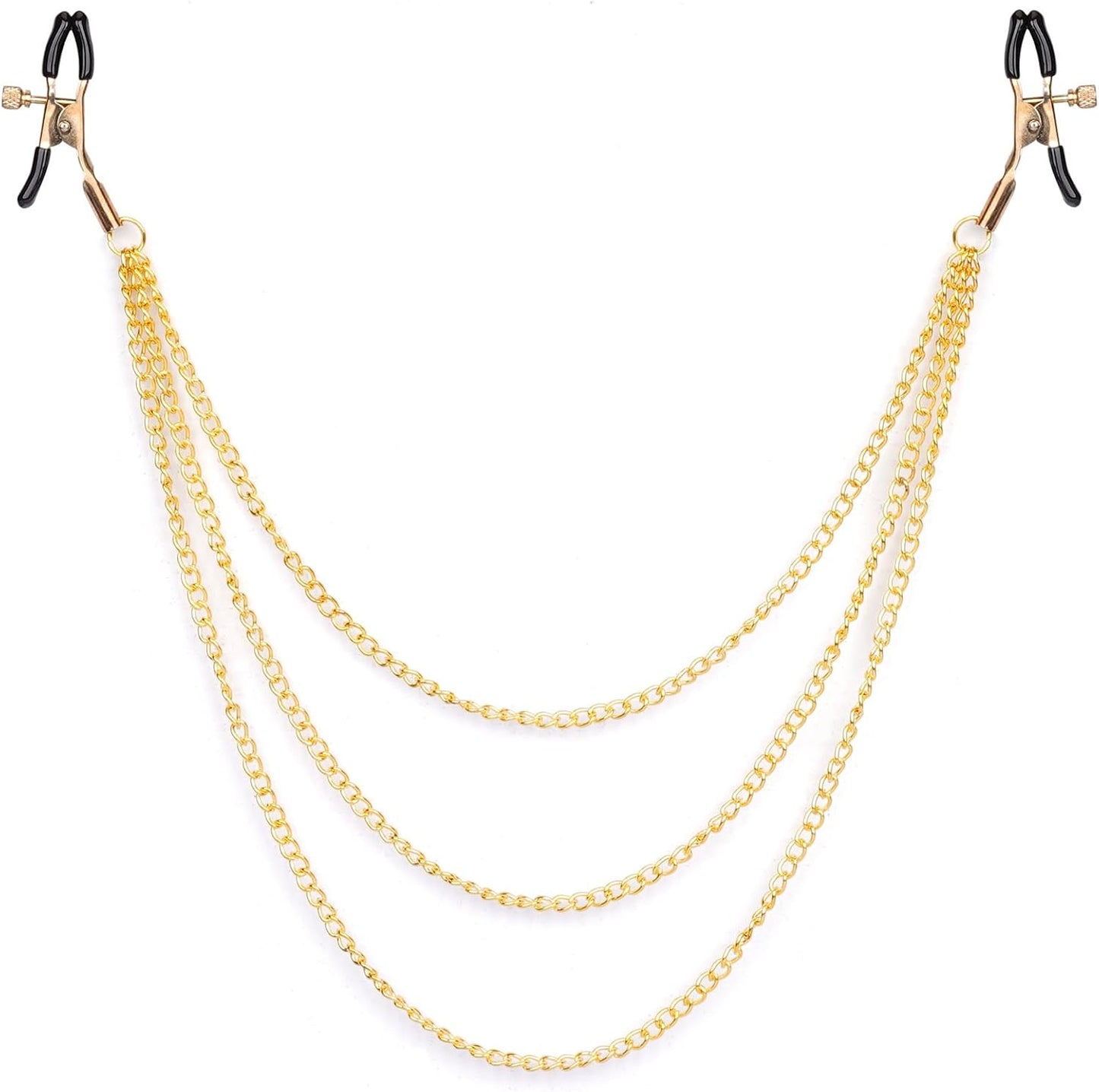 Adjustable Stainless Steel Nipple Clamps with Connecting Chain for Sensual Stimulation