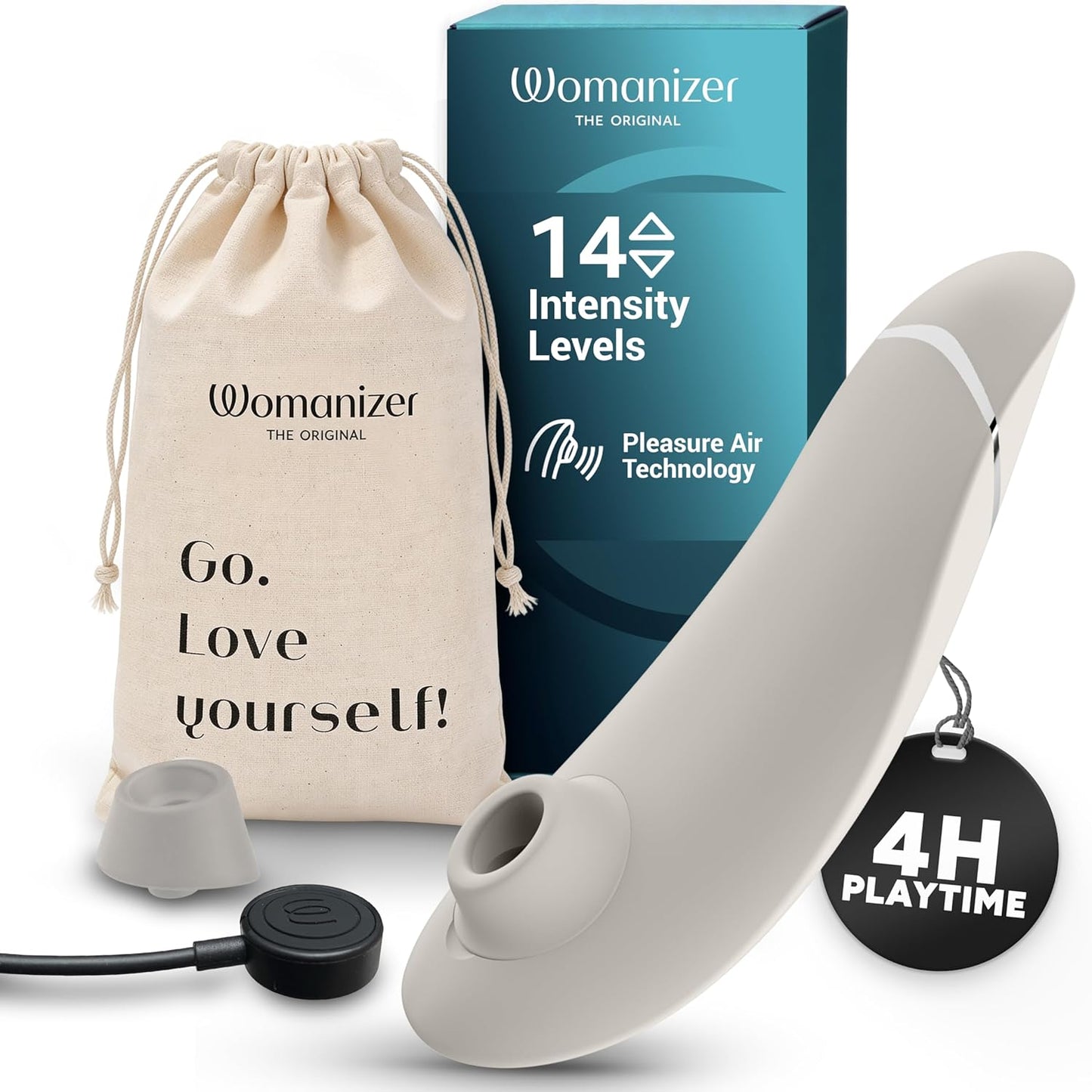 Womanizer Premium 2 Clitoral Suction Vibrator - 14 Intensity Levels, Waterproof