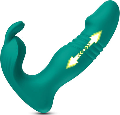 App-Controlled Wearable Bunny Vibrator with Dual Thrusting Dildo Functions