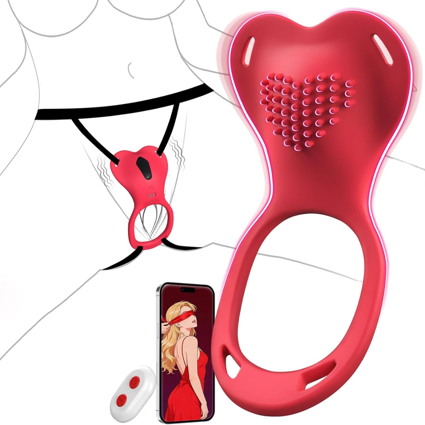 Heart-Shaped Remote-Controlled Wearable Panty Vibrator for Couples