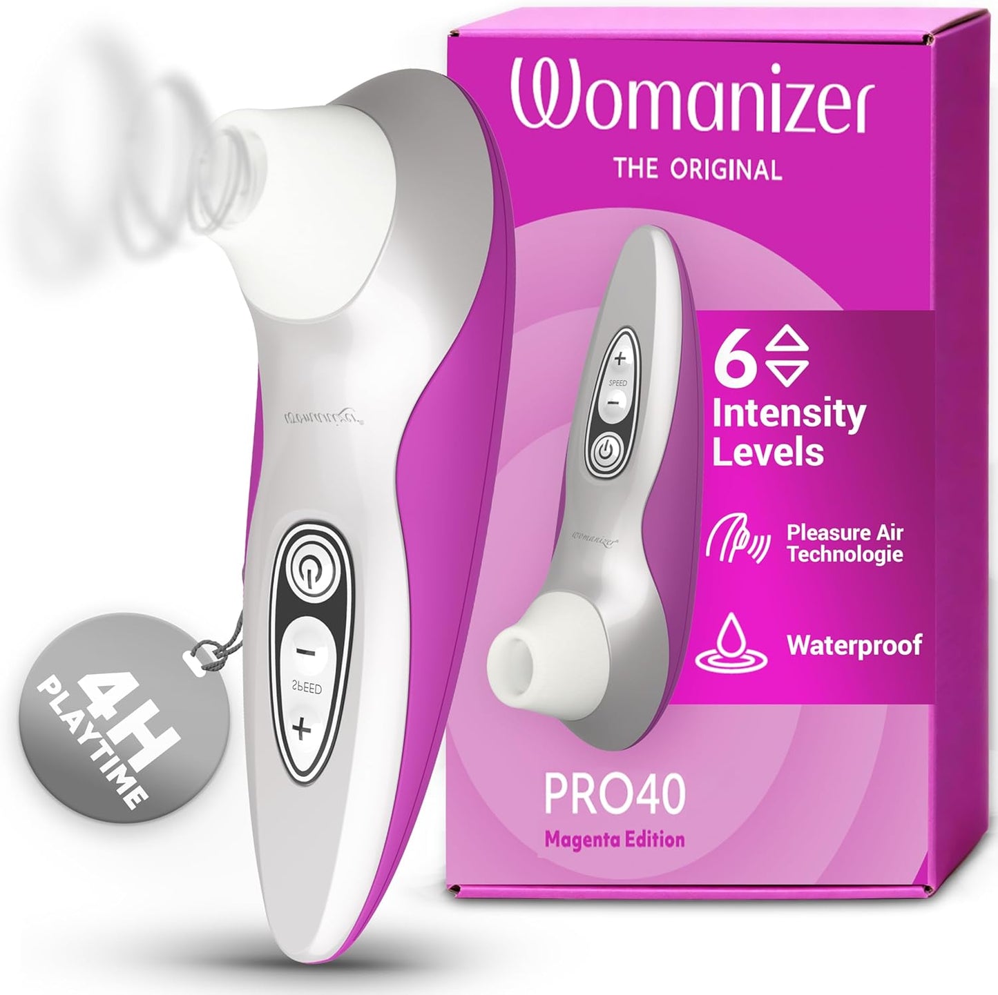 Womanizer Pro40 Clitoral Suction Stimulator with 6 Intensity Levels - Red