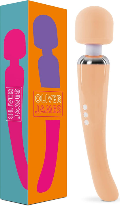 Oliver James Rechargeable Wand Massager - 160 Intensity Settings, Waterproof Silicone Personal Stimulator