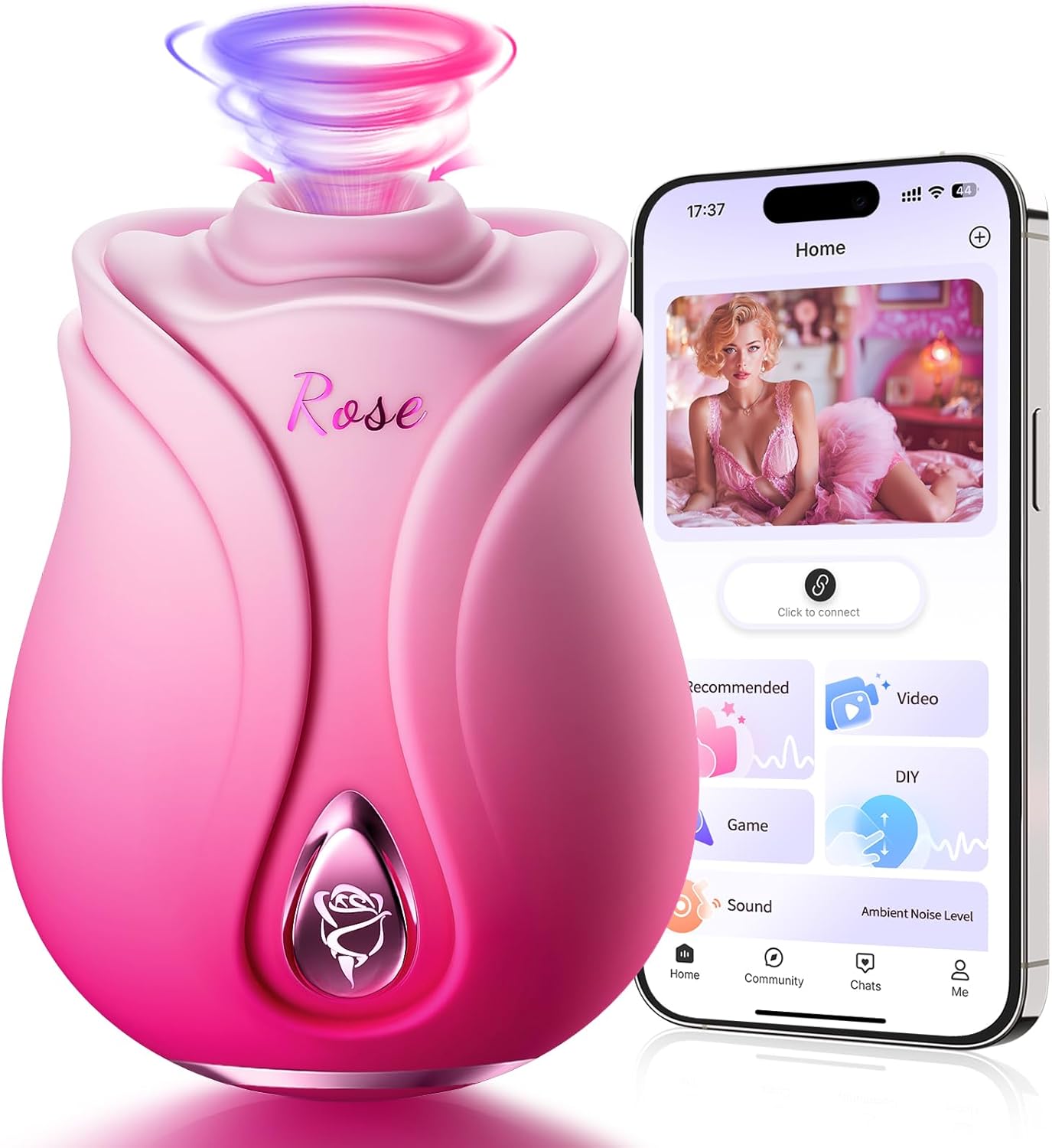 Rose-Shaped App-Controlled Clitoral Suction and Vibration Stimulator for Women