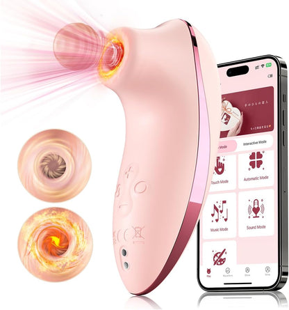Rose-Shaped App-Controlled Heated Suction Clitoral Stimulator for Women