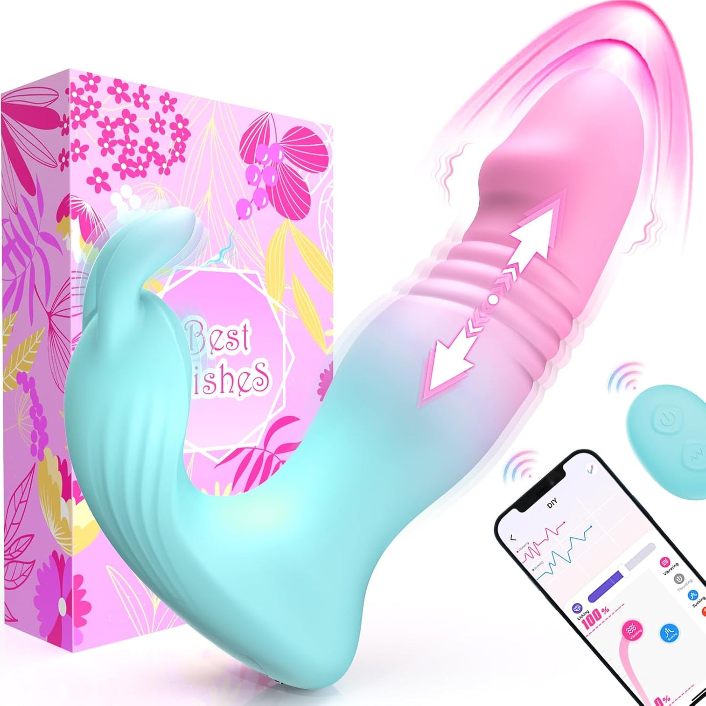 App-Controlled Wearable Bunny Vibrator with Dual Thrusting Dildo Functions