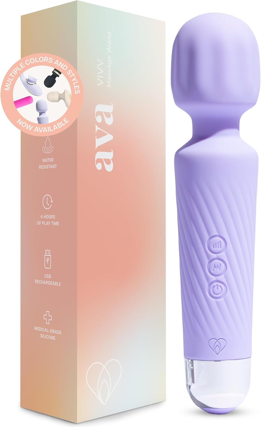 Ava Premium Purple Clitoral Vibrator - 6-Hour Battery, Waterproof Silicone, Multi-Speed Couples Toy