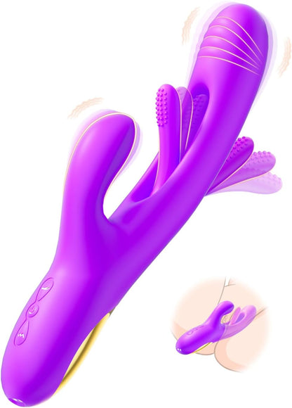 Aurieel 3-in-1 Rabbit G-Spot and Clitoral Vibrator with 14 Vibration Modes and Tongue Licking Stimulation