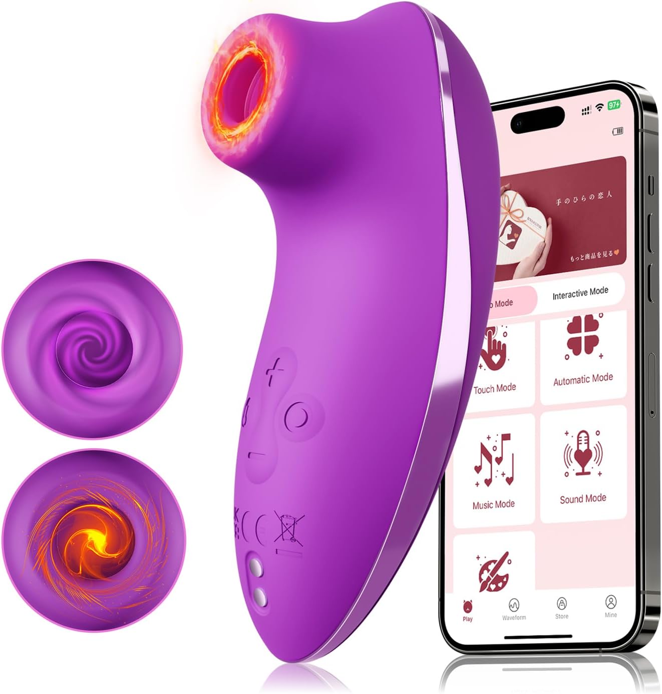 Rose-Shaped App-Controlled Heated Suction Clitoral Stimulator for Women