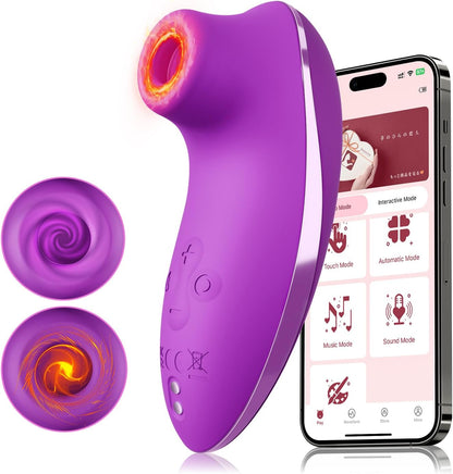 Rose-Shaped App-Controlled Heated Suction Clitoral Stimulator for Women