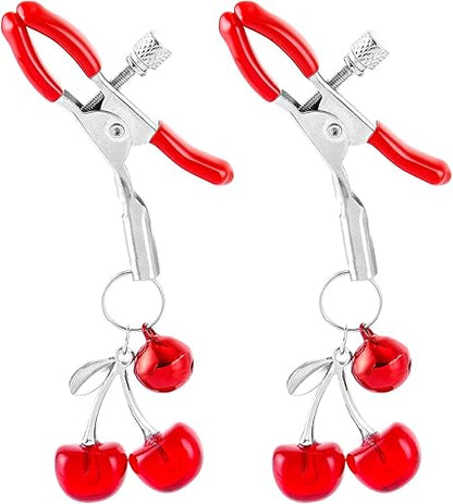 Adjustable Heart Charm Nipple Clamps for Couples - Non-Piercing Body Jewelry