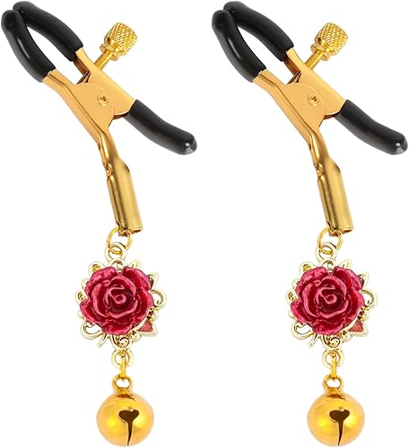 Adjustable Heart Charm Nipple Clamps for Couples - Non-Piercing Body Jewelry
