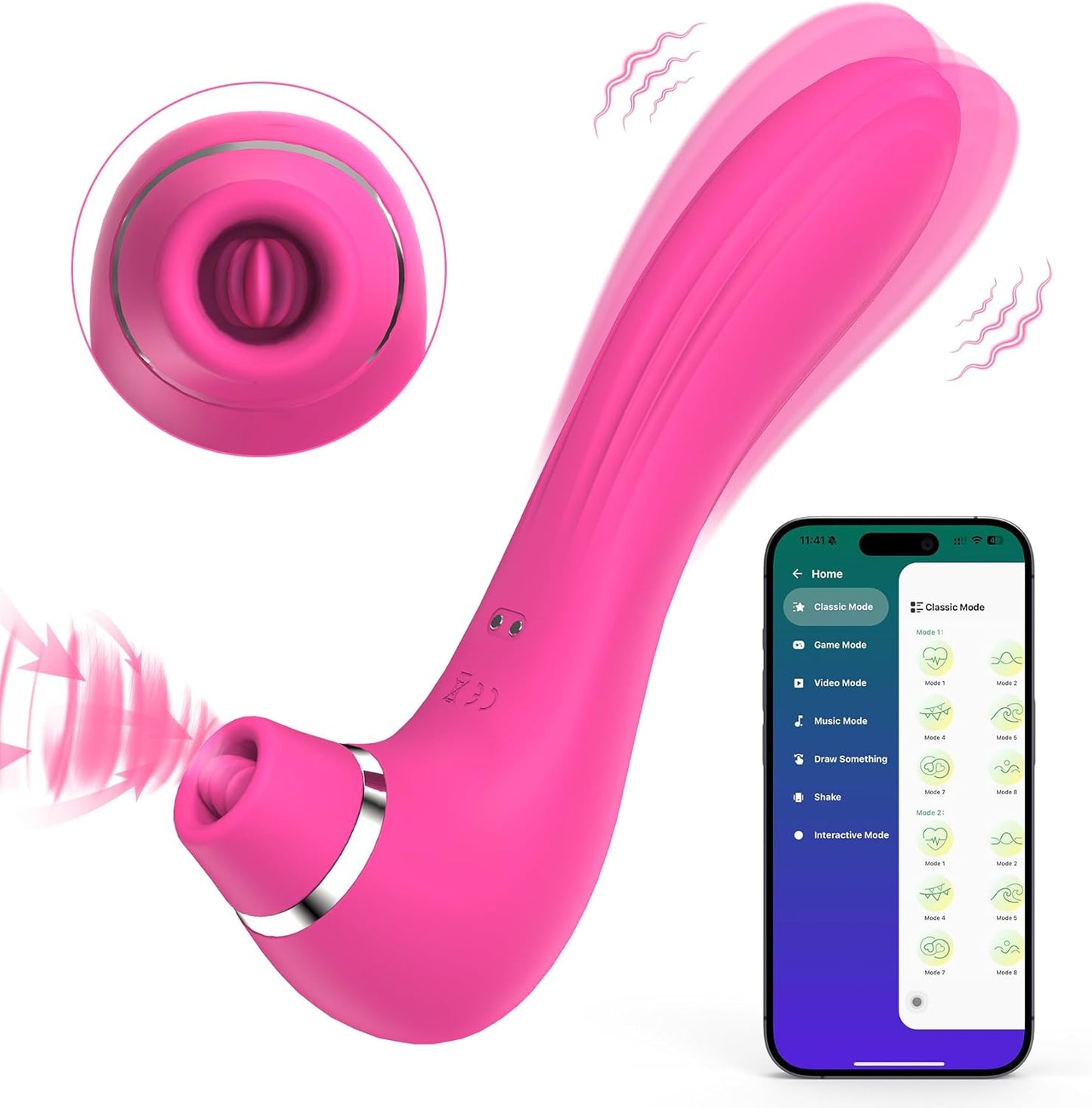Upgraded Rose-Shaped G-Spot and Clitoral Vibrator with 9 Thrusting and Suction Modes
