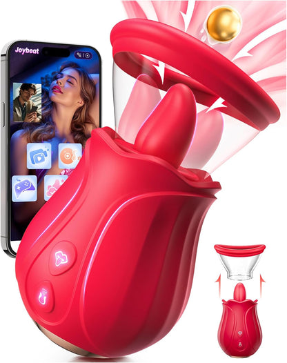 Rose-Shaped Clitoral Stimulator with 360-Degree Rotating Tongue and 10 Vibration Modes
