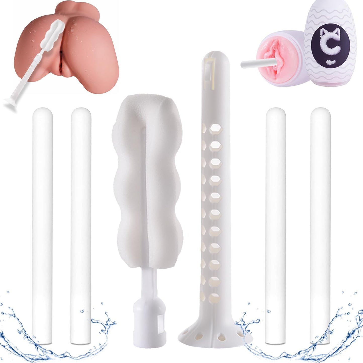 Comprehensive Male Masturbator and Sex Toy Cleaning & Care Kit - 2-Piece Set with Brush and Drying Stick